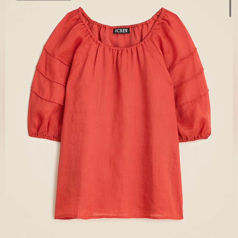 J.Crew NWOT Puff-sleeve top in ramie in sand red